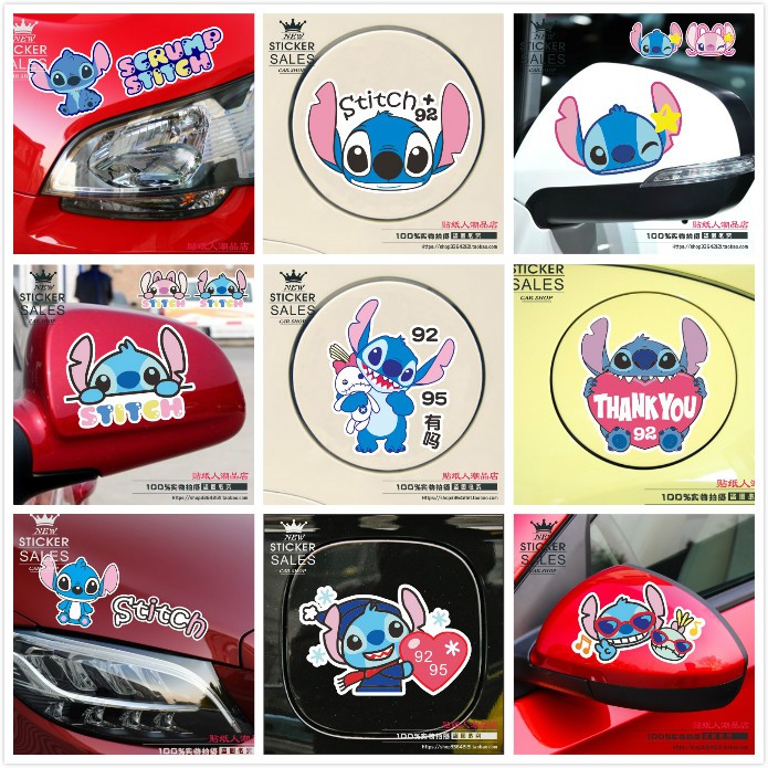 Sticker Dán Trang Trí Xe Hơi Chống Thấm Nước Họa Tiết Hoạt Hình Stitch