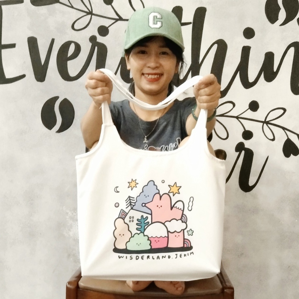 Túi tote, vải canvas 100% poli cao cấp, phong cách thời trang ulzzang, có khoá miệng xịn xò 6 CÂY NẤM mã K32