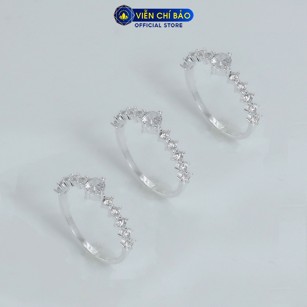 Nhẫn bạc nữ viền đính đá lấp lánh chất liệu bạc 925 thời trang phụ kiện trang sức nữ Viễn Chí Bảo N400345x2x1