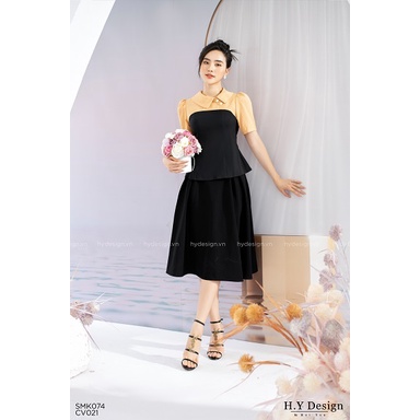 Áo cách điệu pha cổ kẻ - SMK07411