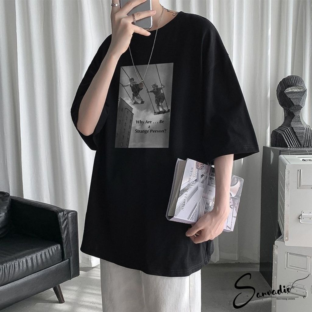 Áo Thun Tay Lỡ SANVADIO áo thun nam form rộng UNISEX áo phông tay lỡ cao cấp thời trang Hàn Quốc