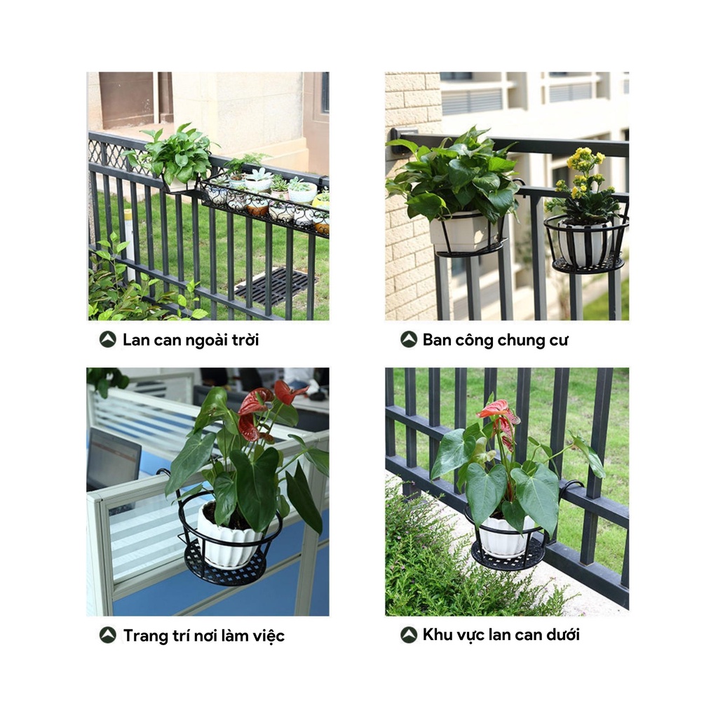 Kệ Để Chậu Hoa Cây Cảnh Có Móc Treo Ngoài Ban Công Tiện Lợi