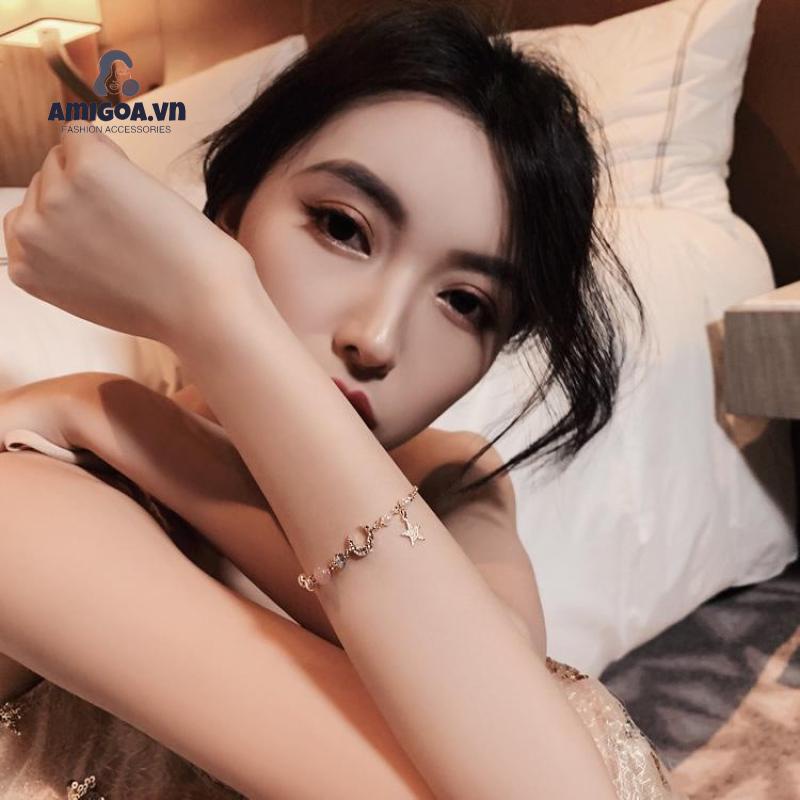 ✨✨ Vòng đeo tay mặt hình ngôi sao/mặt trăng dễ thương phong cách Hàn Quốc cho nữ