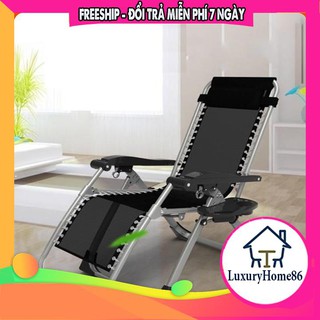 [NINDA] Ghế gấp văn phòng vải sợi dệt, có khay đựng cốc l Ghế ngủ văn phòng gấp gọn, khung thép ống, chịu lực 200kg