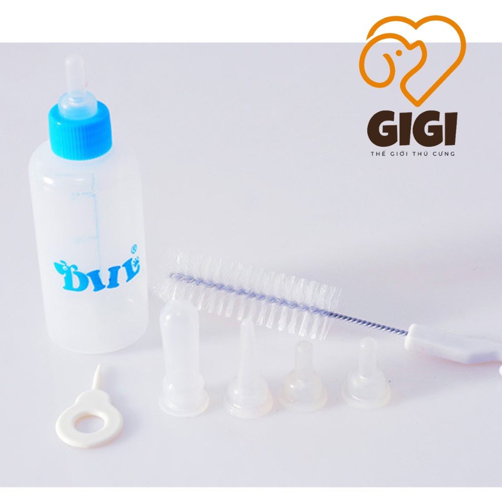 Bình ti chó mèo 50cc bú ngoài có núm vú mềm silicon cho thú cưng sơ sinh uống sữa hoặc thuốc - GiGi Pet Shop
