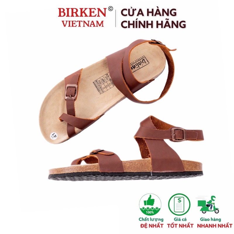 Giày birken vietnam quai hậu sandal da bò unisex xuất khẩu châu âu mã D16