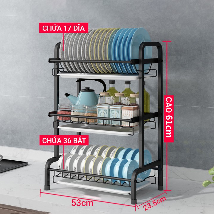 Kệ Để Chén Đĩa Inox 304 VANDO Giá Bát Nhỏ Có Khay Hứng Nước | BigBuy360 - bigbuy360.vn