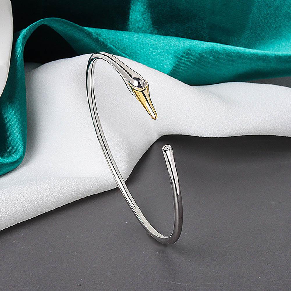 FORBETTER Vòng Tay Hở Hình Thiên Nga Unisex