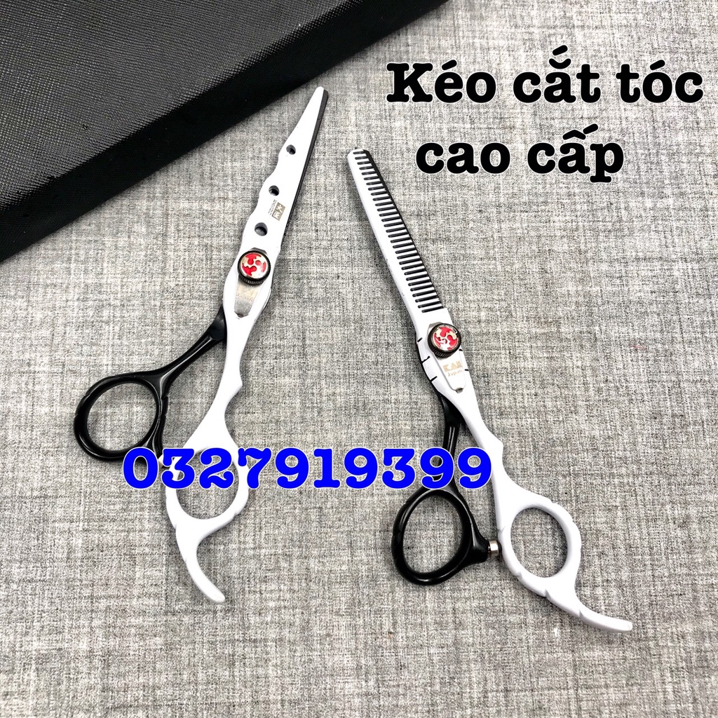 [✅Free Ship✅] Kéo cắt tóc cao cấp Kai 6.0 ( đen trắng )