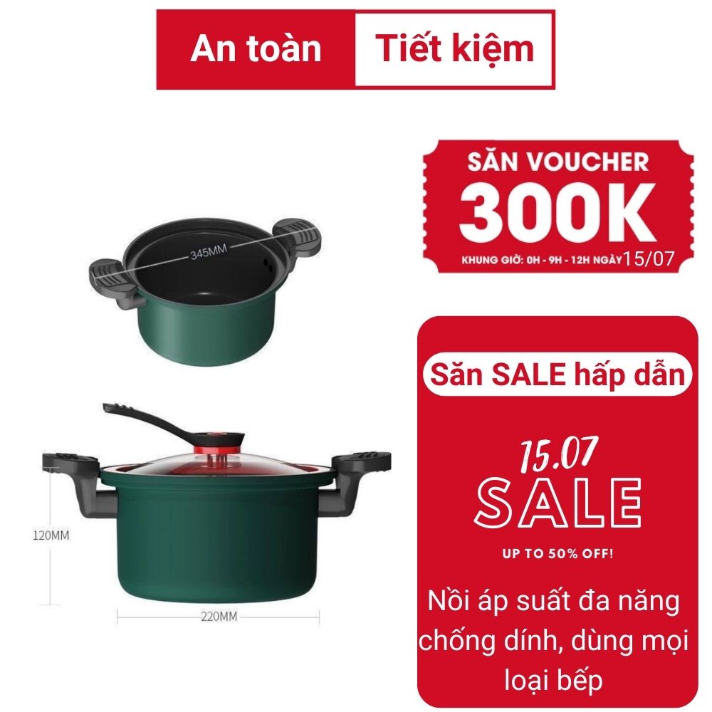 NỒI ÁP SUẤT ĐA NĂNG Nồi Áp Suất Quả Bí Ngô Siêu Chống Dính 8L Đa Năng, Hầm Gà, Cháo, Nồi Chiên, Xào Nấu bolo_shop1