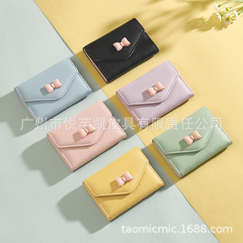 Ví nữ mini cute GENZZZ họa tiết nơ đáng yêu thiết kế nhỏ gọn đựng trong túi xách V028