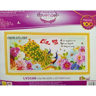 Tranh thêu chữ thập cha mẹ i 88x43cm i lv3166