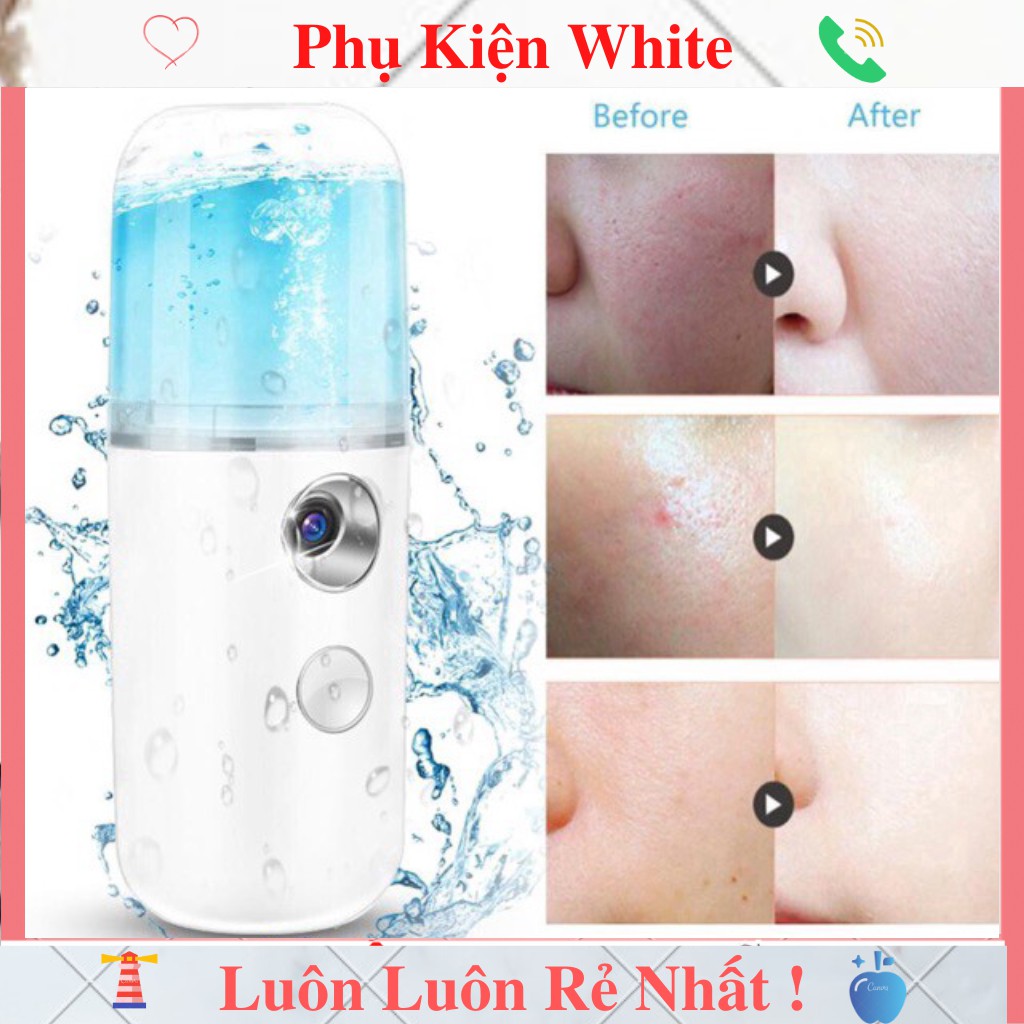 Máy Phun Sương Cầm Tay Xịt Khoáng MINI NANO -Cấp Ẩm Dưỡng Da Bổ Sung Khoáng - Bản Full Phụ Kiện Cáp Sạc