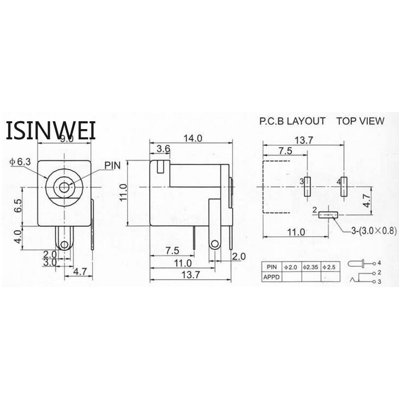 Set 100 Đầu Cắm Nguồn DC-005 5.5*2.1mm 5.5*2.5 2.1 Màu Đen