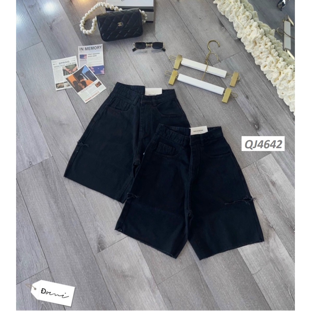 Quần Ngố Jeans Dáng Rộng - Rách Lưng Cao QJ4642