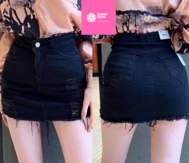 Chân váy jean rách[ có quần trong] cao cấp, bao dáng | BigBuy360 - bigbuy360.vn