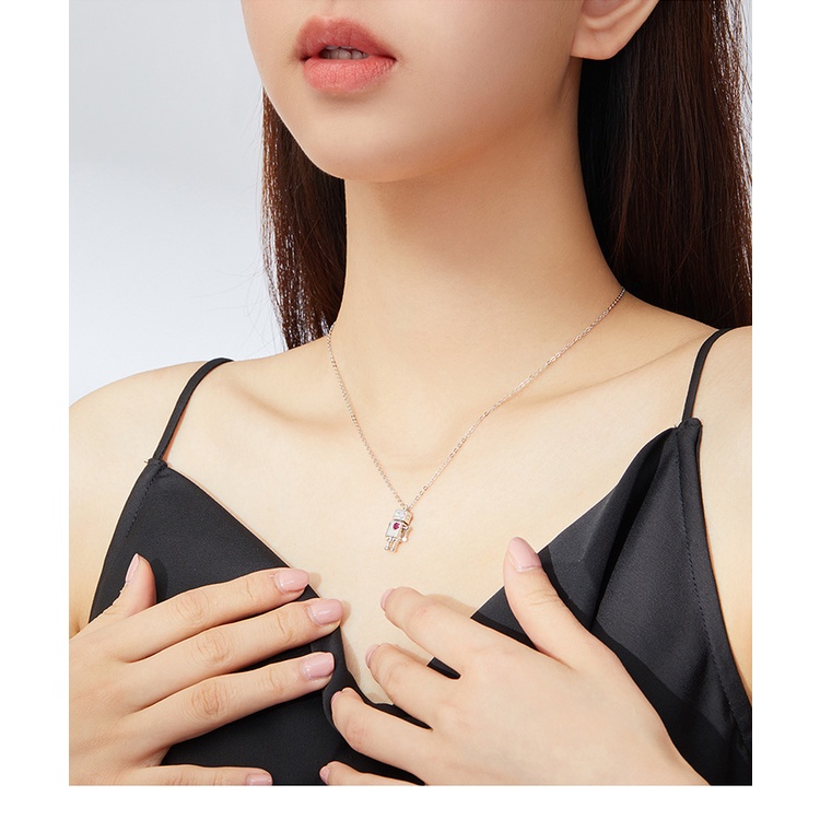 Vòng cổ Bamoer bạc Sterling 925 hình rô bốt trái tim thời trang dùng làm quà tặng cho nữ SCN388