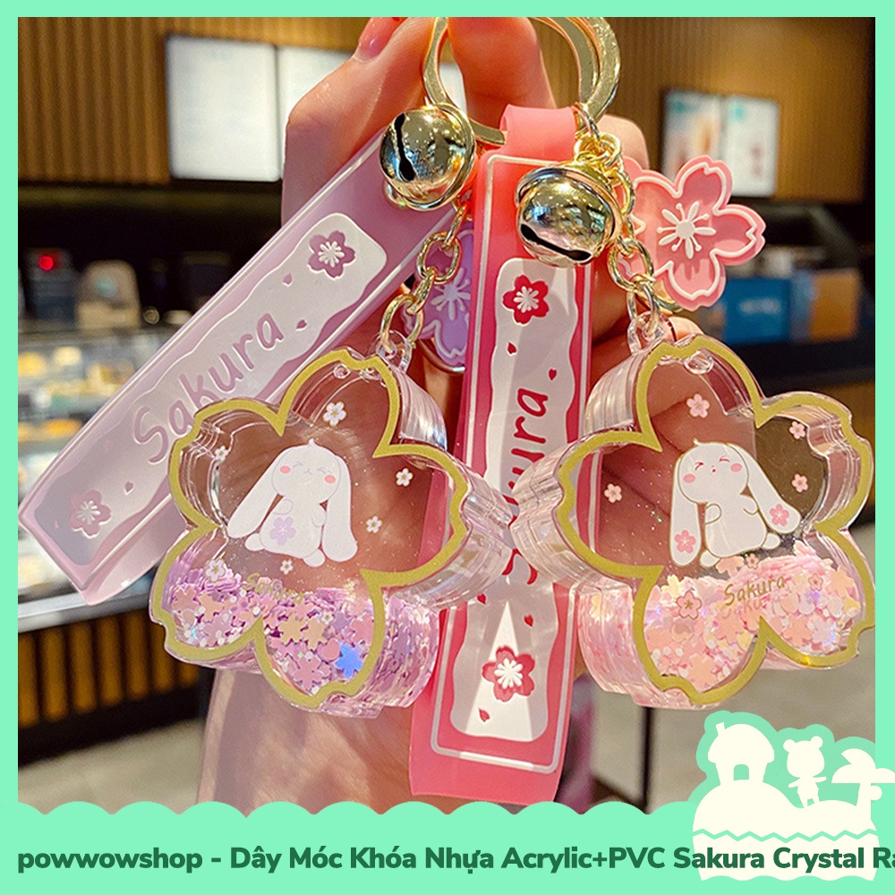[Sẵn VN - Hỏa Tốc] Dây Móc Khóa Nhựa Acrylic Trong Suốt Mẫu Sakura Crystal Rabbit Moon
