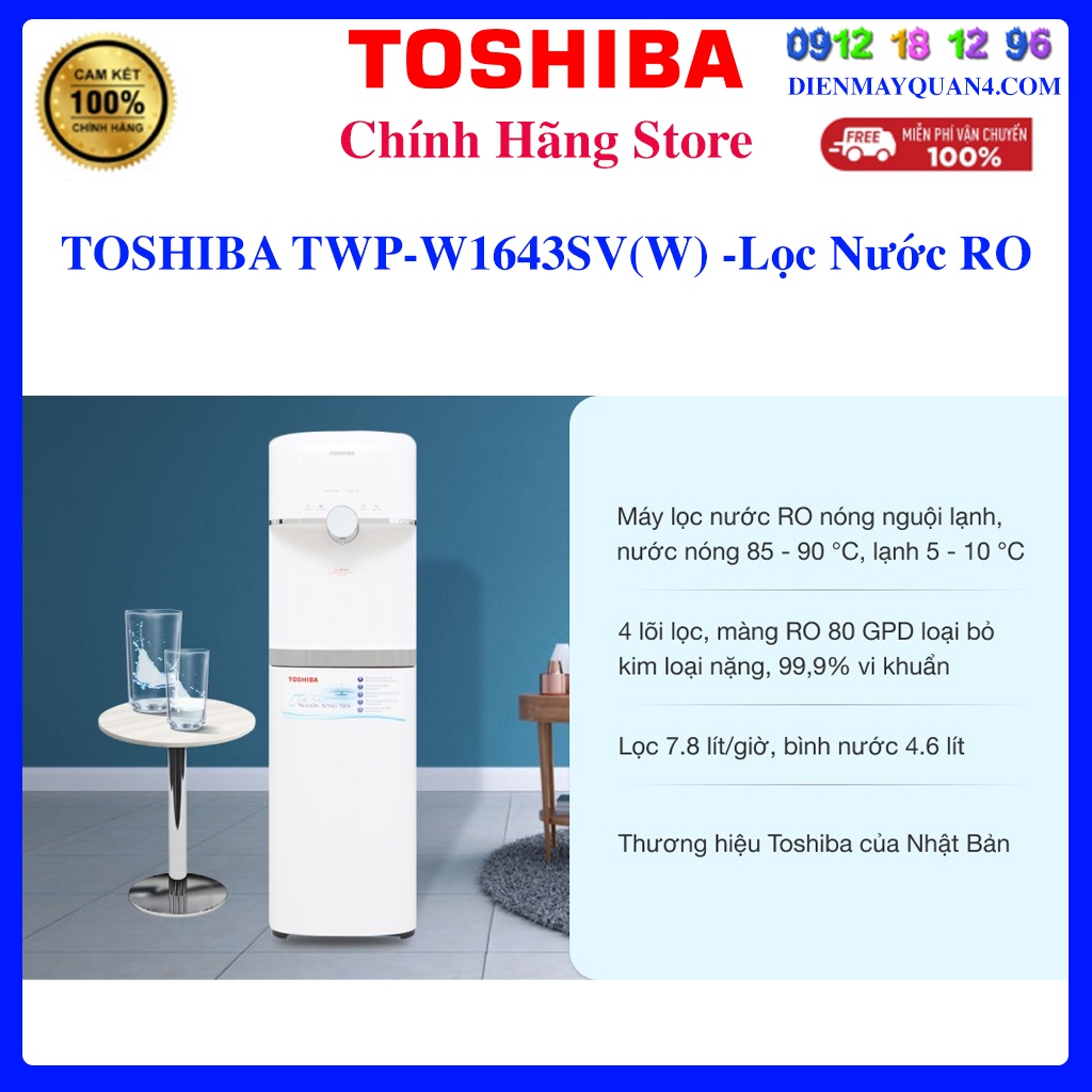 [Mã ELHAMS5 giảm 6% đơn 300K] Máy lọc nước RO Toshiba TWP-W1643SV(W) 4 lõi, Bảo hành chính hãng 12 tháng.