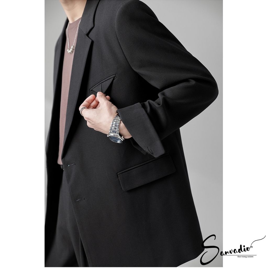 Set Blazer Nam Form Suông Rộng SANVADIO set đồ nam gồm áo blazer và quần âu ống suông phong cách Hàn Quốc AD015