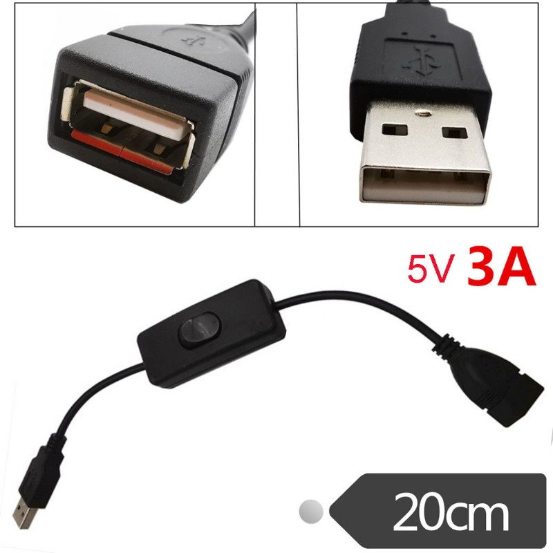 QUU USB 2.0 Male to Female Extension Cable with On/Off Switch for USB Fan Desk Lamp