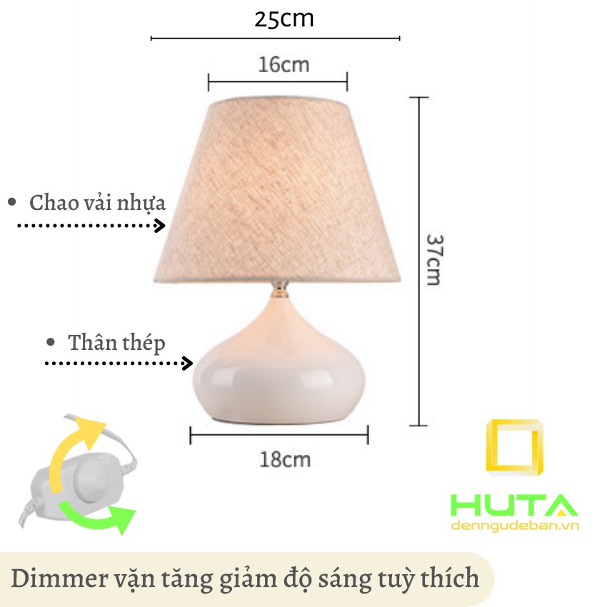 Đèn Ngủ Để Bàn Điều Chỉnh Độ Sáng Thân Thép, Ánh Sáng Led Vàng, Dùng Decor Phòng Ngủ, Đặt Đầu Giường, Mã T4