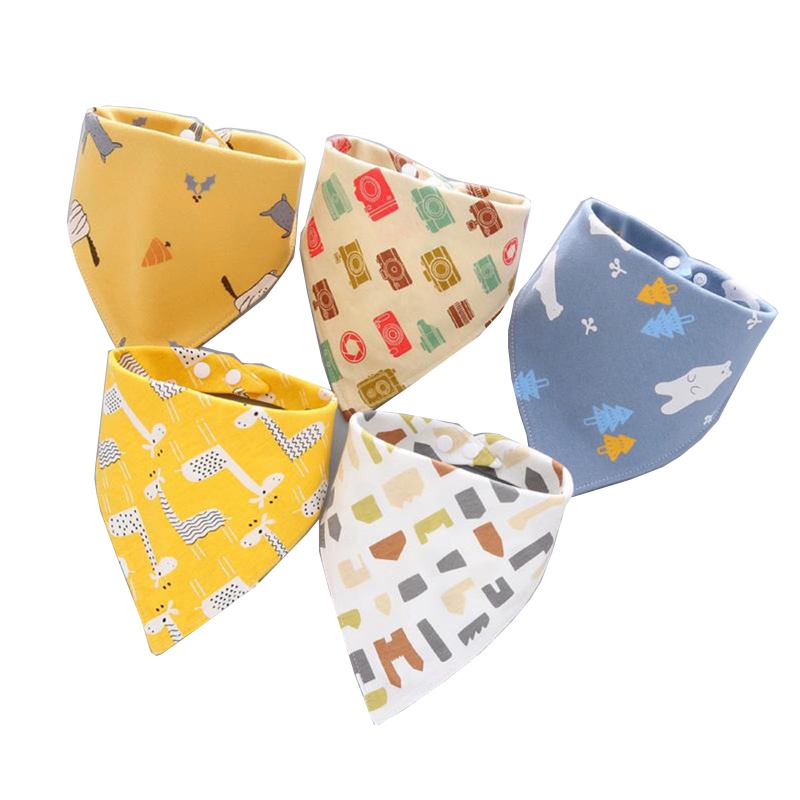 Set 5 Yếm Ăn Tam Giác Bằng Cotton Mềm Mại Có Nút Điều Chỉnh Cho Bé