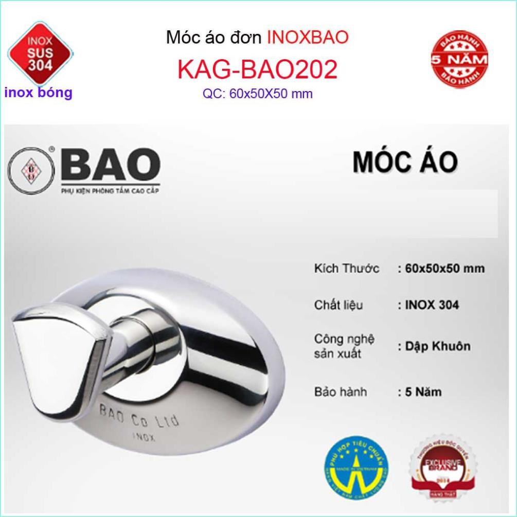 Móc treo đồ Inox Bảo, móc áo Inox SUS304 KAG-BAO202