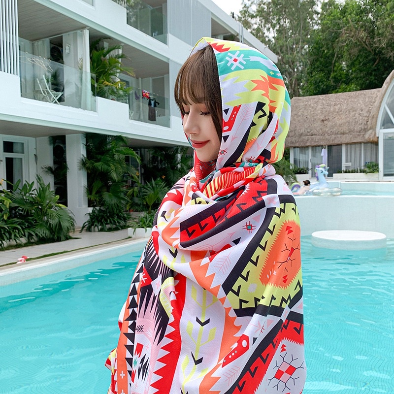 Khăn choàng cổ in hoa văn thổ cẩm hàng loại 1 size 90x180cm