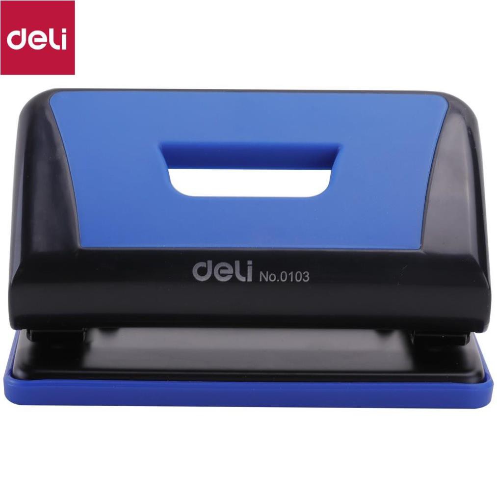 Máy đục lỗ 10 tờ Deli, Xanh dương, Đỏ, Ghi xám - 1 cái E0103 (Giao màu ngẫu nhiên)