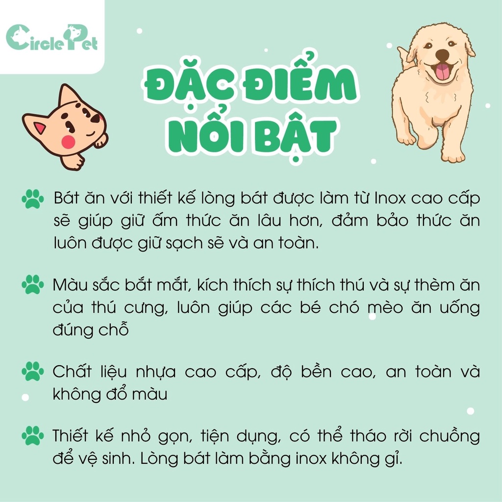 Bát Ăn Cho Chó Mèo Gắn Chuồng JCB Chất Liệu Cao Cấp Siêu Bền Nhỏ Gọn Dễ Tháo Lắp Vệ Sinh - Circle Pet