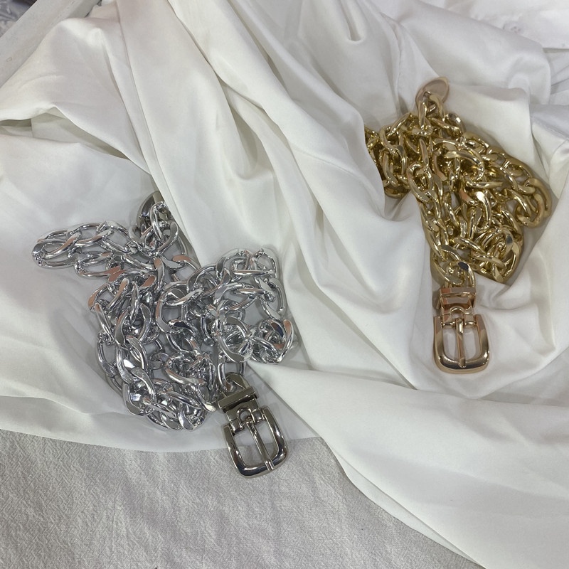 Thắt Lưng Dây Xích Kim Loại 19601 Thiết Kế Đơn Giản Thời Trang Phong Cách Punk Hàn Quốc