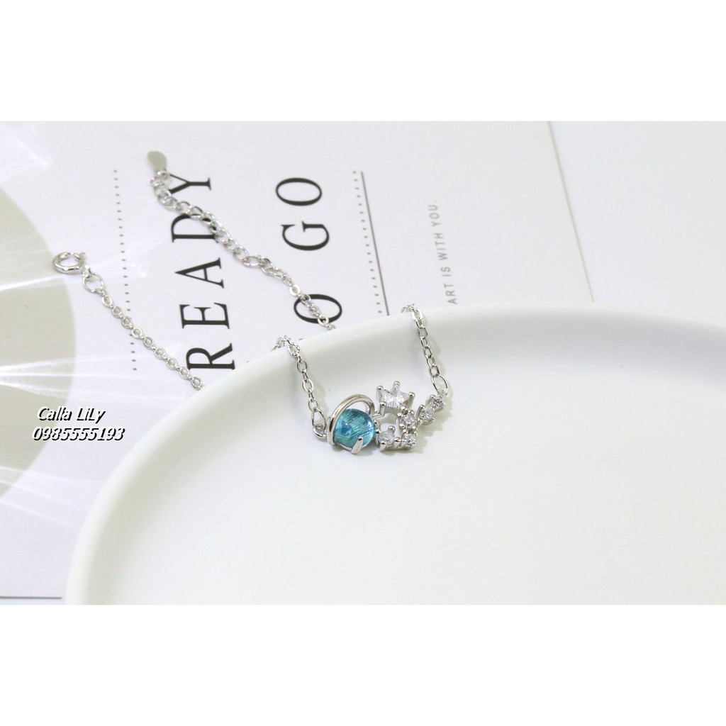 Lắc tay bạc nữ hành tinh Aurora pha lê xanh ngọc [ bạc 925 cao cấp]