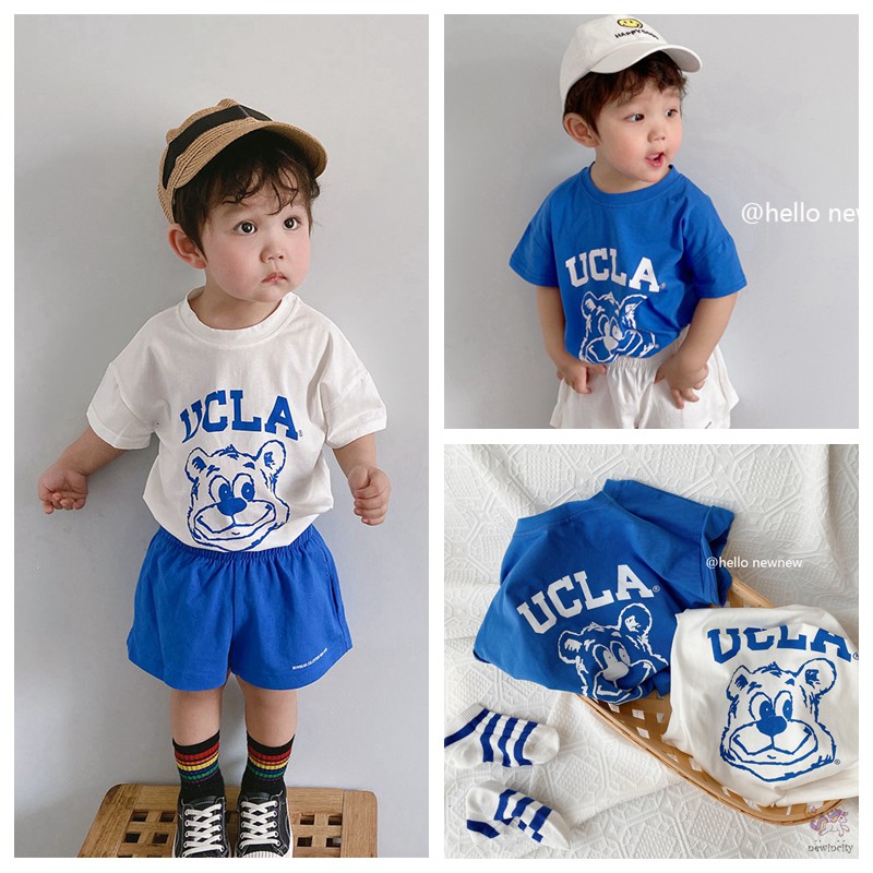 Áo thun ngắn tay họa tiết hoạt hình và quần short thời trang hàn quốc dành cho bé