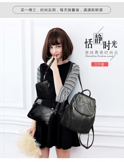 Sét Balo 3 chi tiết da cừu