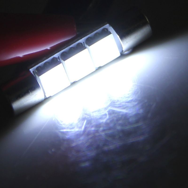 1 bóng đèn LED T6 5050 31mm 3-SMD ánh sáng trắng cho xe hơi