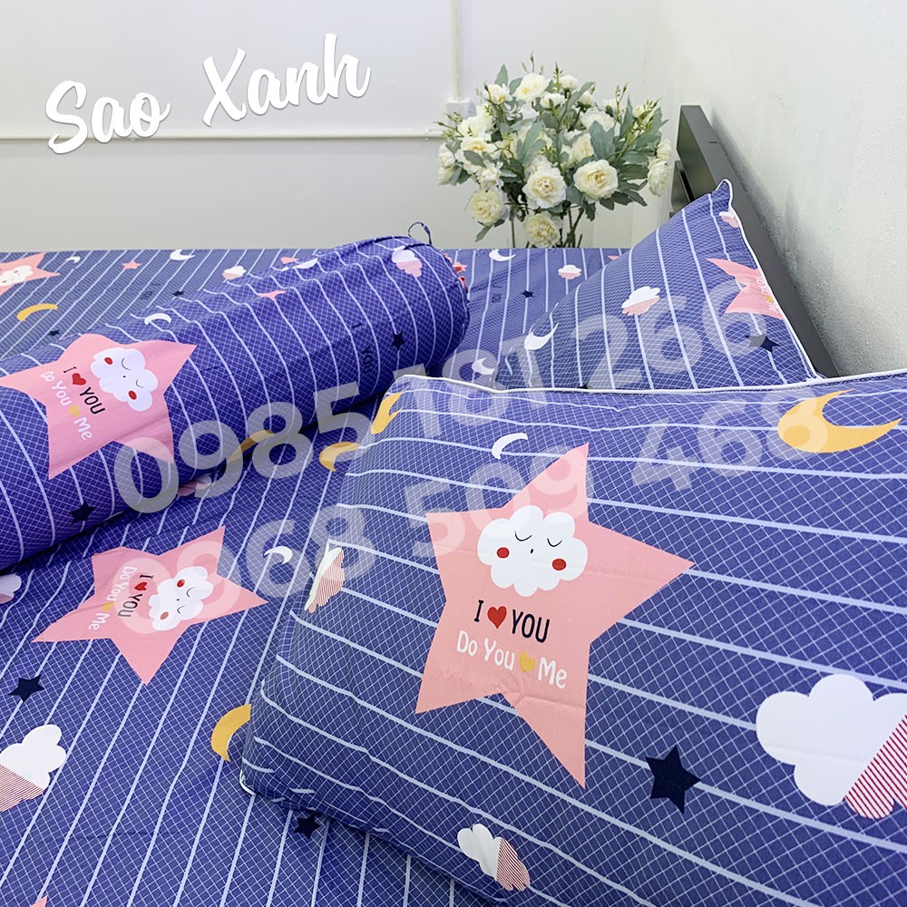 [Ảnh Thật] Sao Xanh - Bộ Drap Cotton 4 món Thắng Lợi Chính Hãng