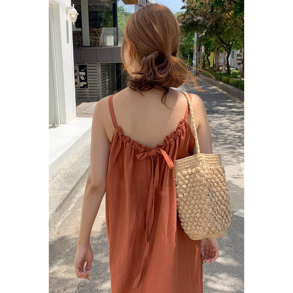 (ORDER) Váy hai dây vintage vải thô  cotton dáng suông dài đơn giản nhẹ nhàng Hàn Quốc đi biẻn (MẪU _MỚI_2020)