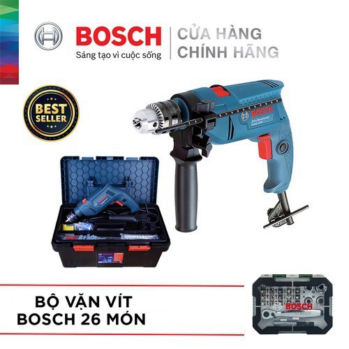[CHÍNH HÃNG] Combo Máy Khoan Động Lực Bosch GSB 550 FREEDOM SET 100 Chi Tiết + Bộ Vặn Vít Bosch 26 Món, Giá Đại Lý Cấp 1