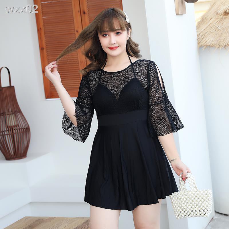 Áo tắm chị béo nữ rộng rãi viền ren một mảnh để che bụng váy bơi giảm | BigBuy360 - bigbuy360.vn