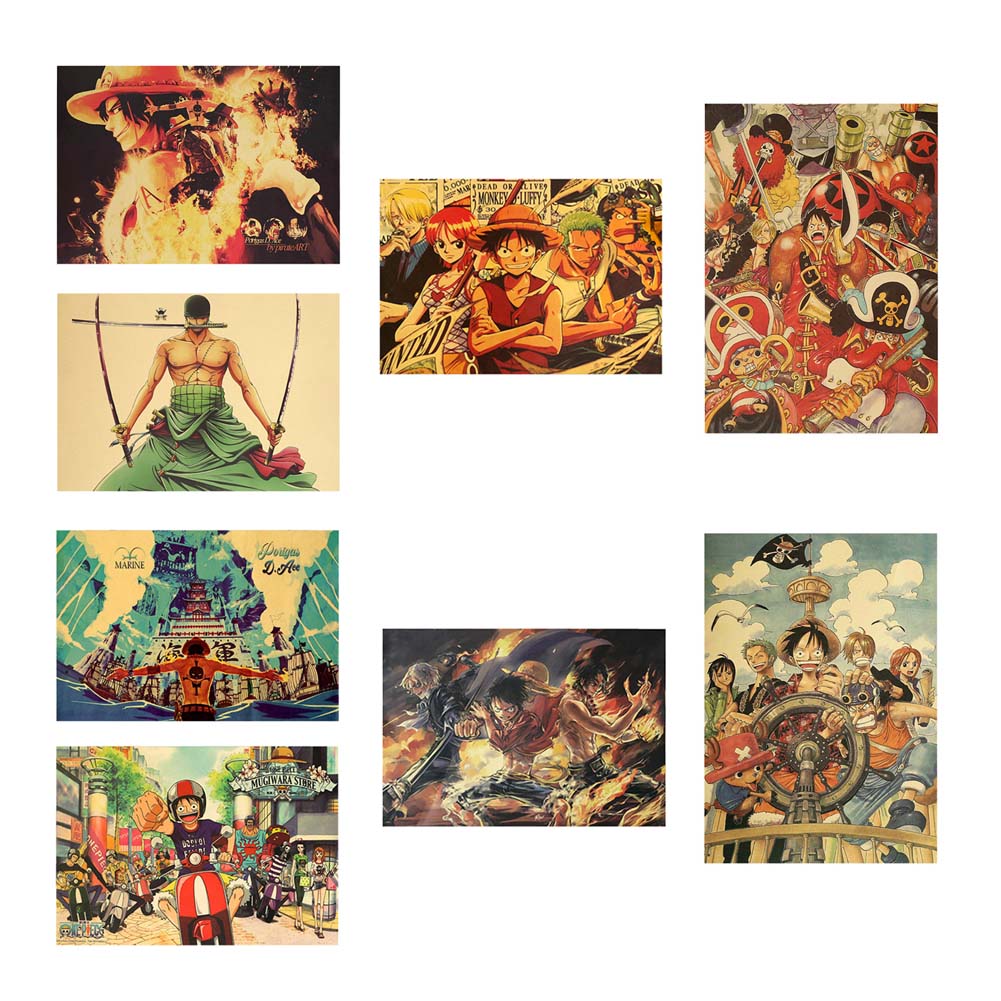 flowersqueen Áp phích dán trang trí phong cách anime Nhật Bản - One Piece