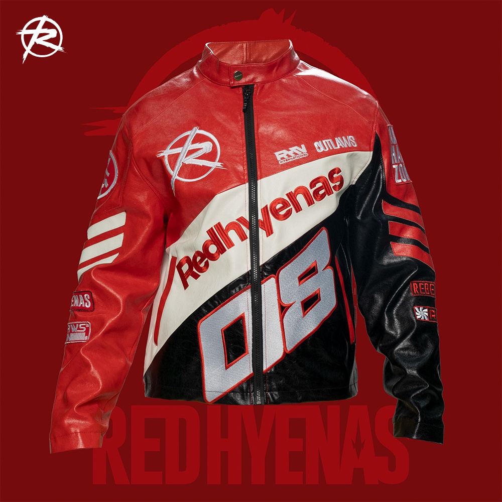 Áo khoác da Biker Leather Jacket Red Hyenas