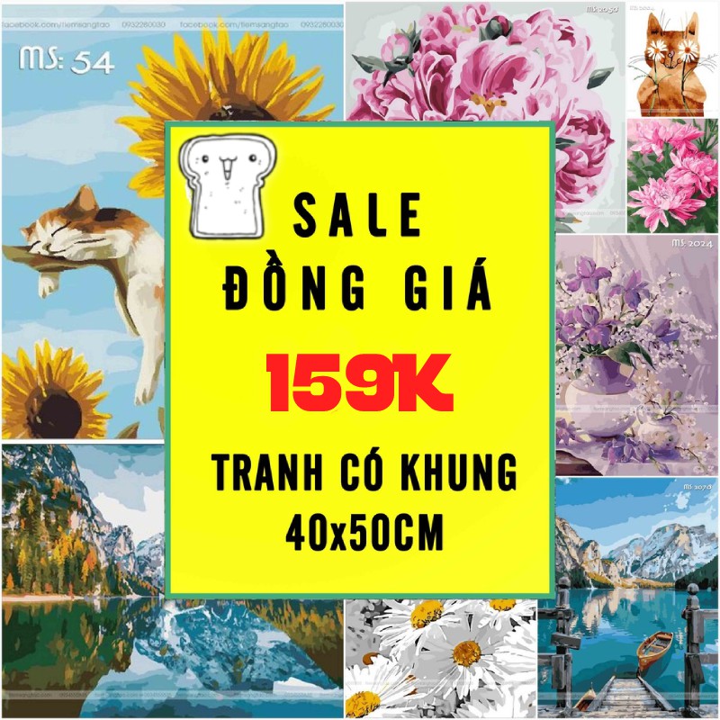 SALE.2021 TỔNG HỢP TRANH SƠN DẦU SỐ HÓA CÓ KHUNG 40x50 HOT 2021 - TRANH TỰ TÔ MÀU THEO SỐ HOT 2021 TOASTEDART