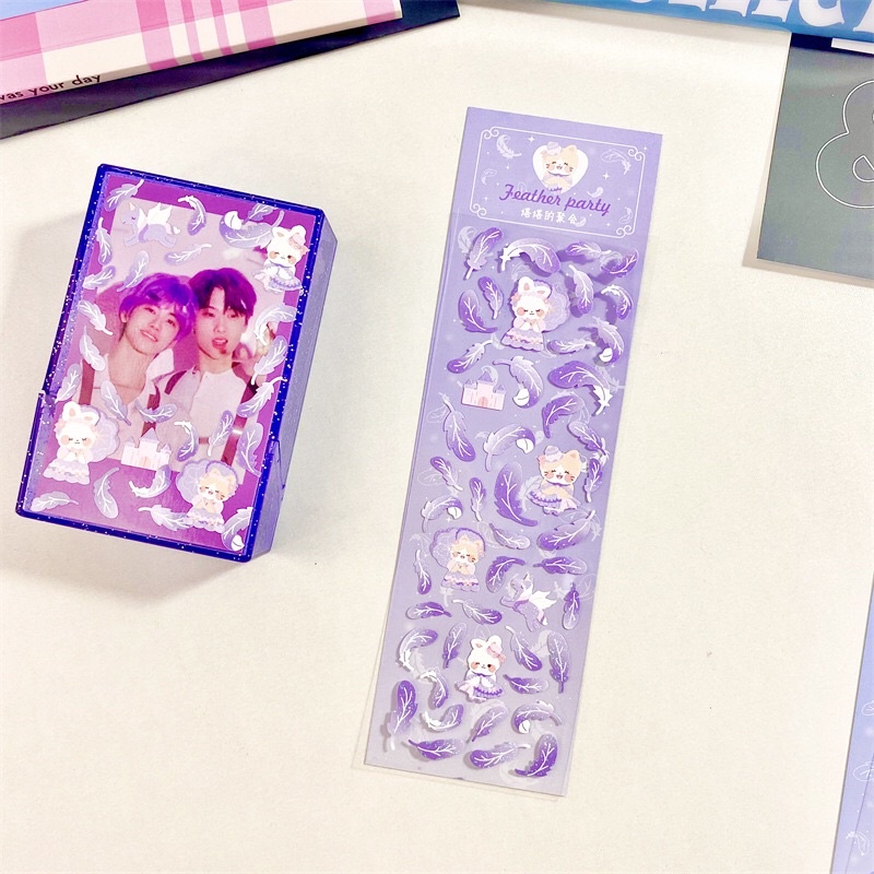 Miếng dán sticker trang trí toploader, sổ, thiệp Loại hình lông vũ