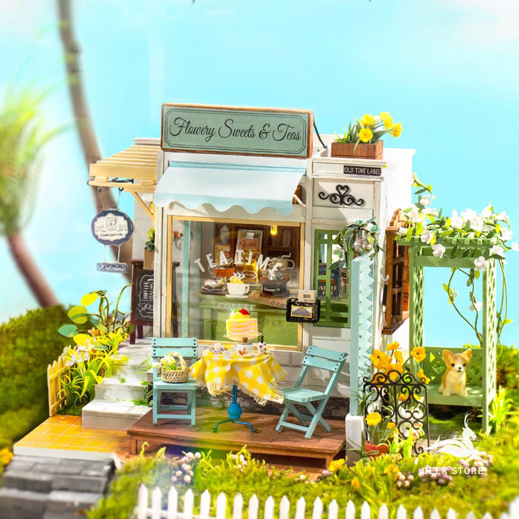 Mô Hình 3D Gỗ Nhà Tí Hon Robotime Flowery Sweets & Teas DG146