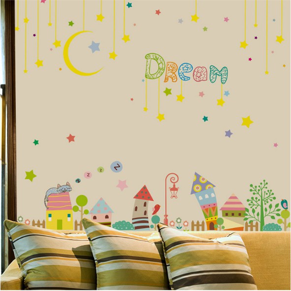 Decal trang trí tường - Thành Phố Sắc Màu DREAM cho Bé
