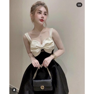 Đầm vải tapta-nơ ngực-2d