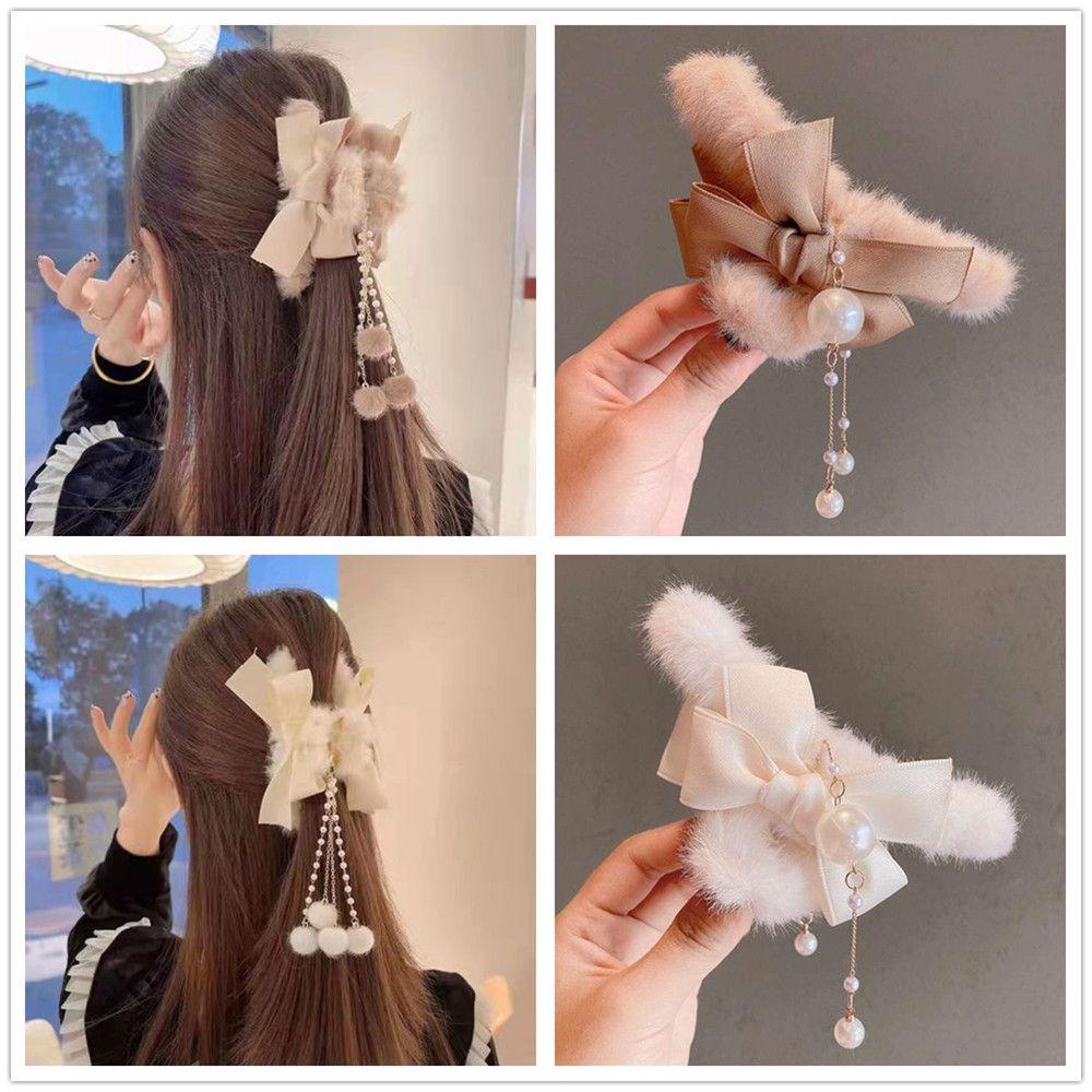 Kẹp Tóc Càng Cua Dài Đính Lông Xù Đáng Yêu MIHAN1