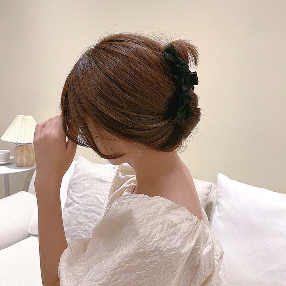 Kẹp tóc càng cua bằng satin màu sắc đơn giản phong cách Hàn Quốc cho nữ