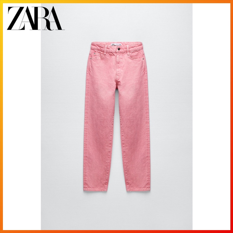 Zara Quần Jean Lưng Cao Ống Rộng Thoải Mái Cá Tính Cho Nữ z1975 4083024